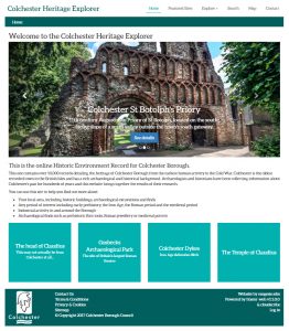 Screenshot of Colchester Heritage Explorer home page